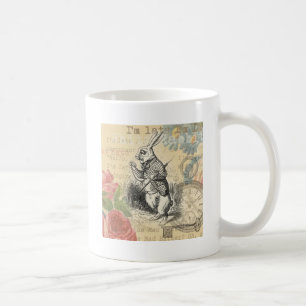 Vita Kaninen Alice Äventyr Underlandet Konst Kaffemugg