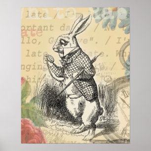 Vita Kaninen Alice Äventyr Underlandet Konst Poster