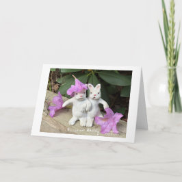 Vita kaniner med Rhododendrons Kort