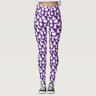 Vita kaniner mönster 01.bw Lila Leggings