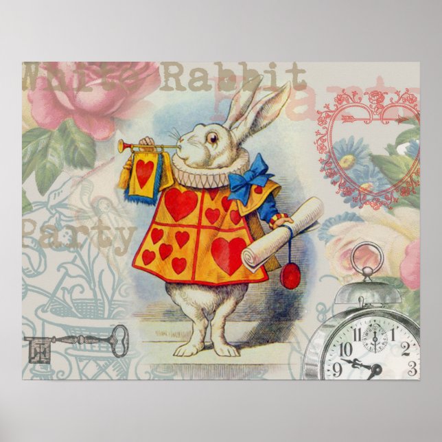 Vita Kaninets Hjärta Alice Classic Poster (Framsidan)