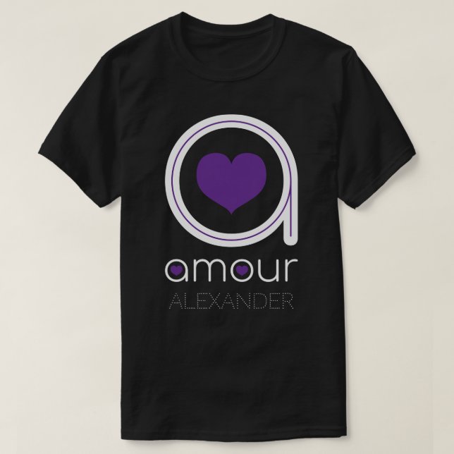 Vita Kärlek Kärlek, Lila Heart, Namn Personlig T Shirt (Design framsida)