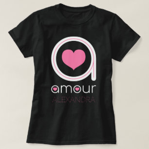 Vita Kärlek Kärlek, Rosa Heart, Namn anpassat T Shirt