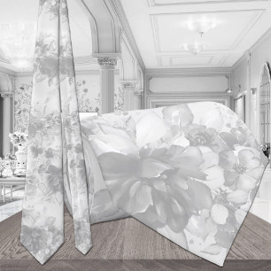 Vita kaskadbeonier Blek Grått Bröllop Slips