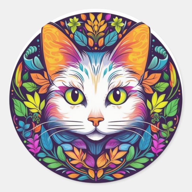 Vita Katt Klistermärken (Framsida)