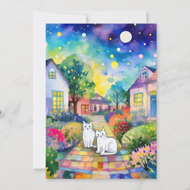 Vita katter på besök  inbjudningar (Framsida)