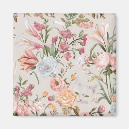 Vita katter rosa rosor blom- magnet
