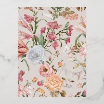 Vita katter rosa rosor blomster julkort