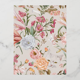 Vita katter rosa rosor blomster julkort
