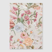 Vita katter rosa rosor blomsterflat tackkort