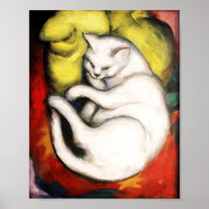 Vita kattmålningen av Franz Marc Poster