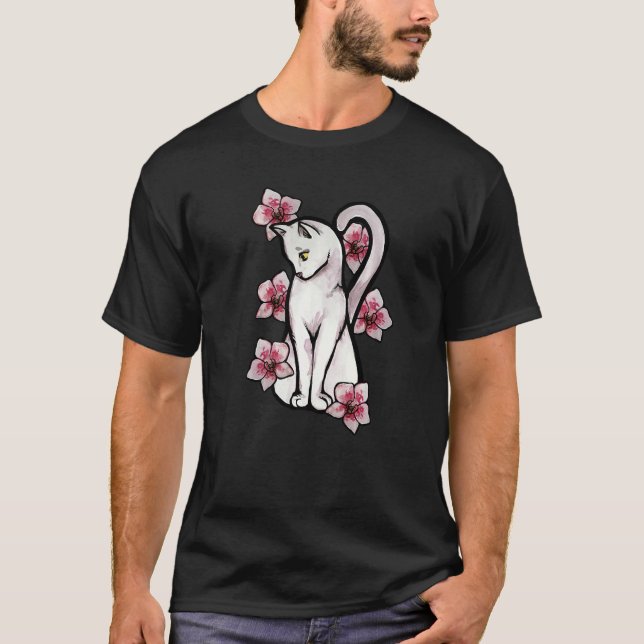 Vita kattorkidéer blomma t shirt (Framsida)