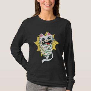 Vita Kattunge God jul Ljus Cat Gato Lycklig T Shirt