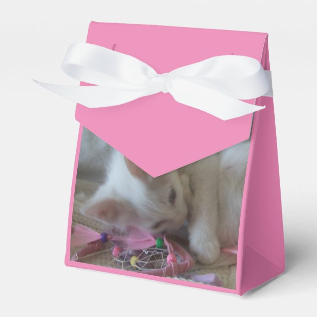 Vita kattunge presentboxar presentaskar (Framsidan Sidan)