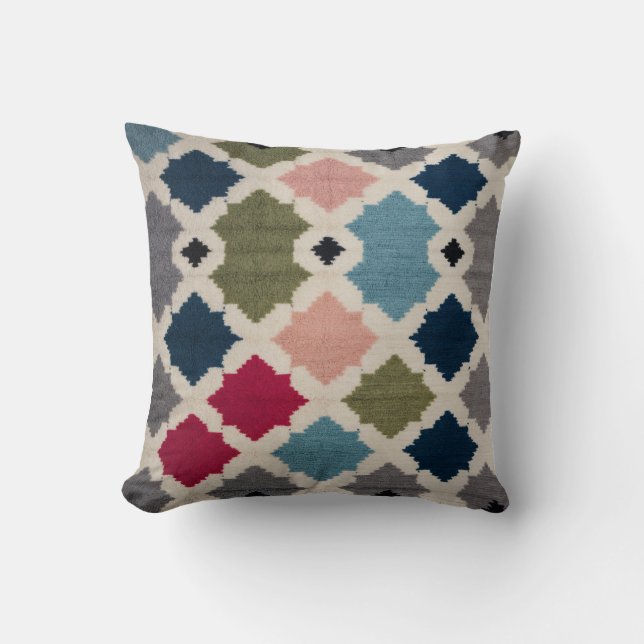 Vita Kilim Pillows med Arabiska Geometric Sophisti Kudde (Framsida)