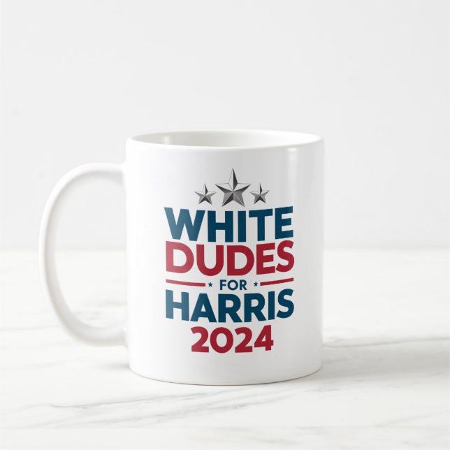 Vita killar för Harris-2024 års val Kaffemugg (Vänster)