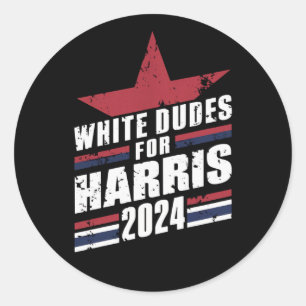 Vita killar för Kamala Harris 2024 Runt Klistermärke