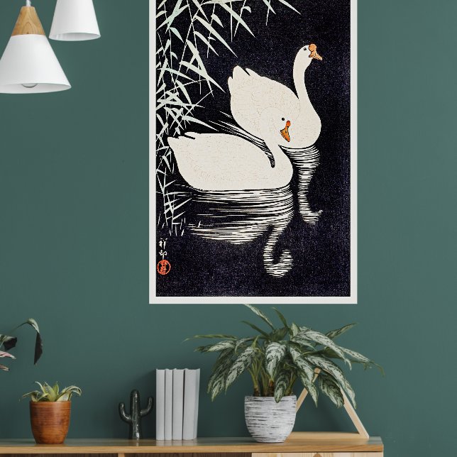 Vita kinesiska gäss av Ohara Koson, Poster (Vardagsrum 1)
