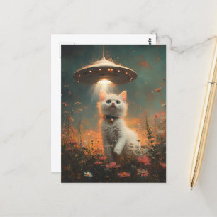 Vita Kitten och UFO Vykort