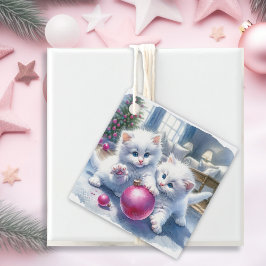 Vita Kittens Rosa jul Gåvor Etiketter