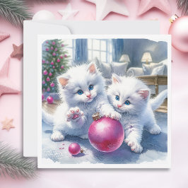 Vita Kittens Rosa jul Kort