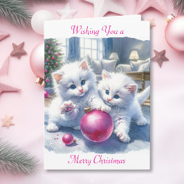 Vita Kittens Rosa jul Kort