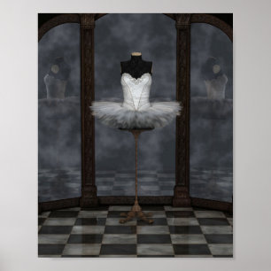 Vita klassiska utu-reflektioner för Ballet Poster