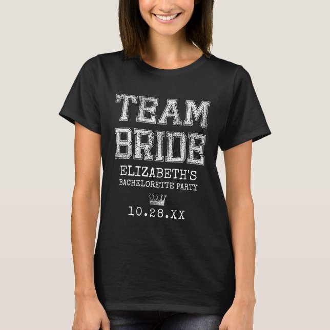 Vita kollegiet Bride Bachelorette Party T Shirt (Framsida)