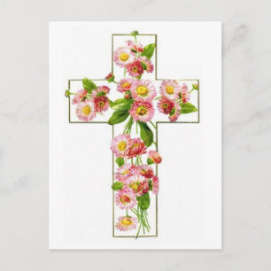Vita Kor med Rosa Blommigtar Vykort