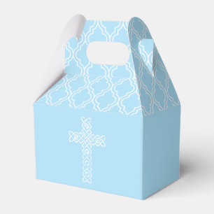Vita Kor på Blek Blue First Communion Favor Box Presentaskar