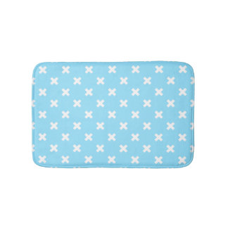Vita kor stygn på baby blue badrumsmatta