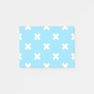 Vita kor stygn på baby blue post-it block