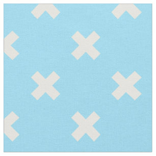 Vita kor stygn på baby blue tyg