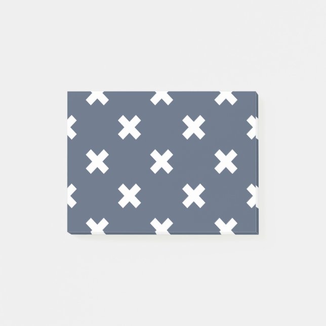 Vita kor-stygn på blått grått post-it block (Framsida)