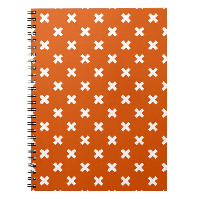 Vita kor stygn på bränd orange anteckningsbok (Framsidan)