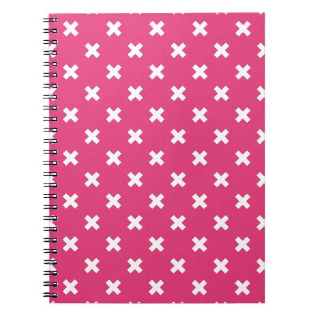 Vita kor stygn på fuchsia anteckningsbok (Framsidan)