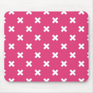 Vita kor stygn på fuchsia musmatta