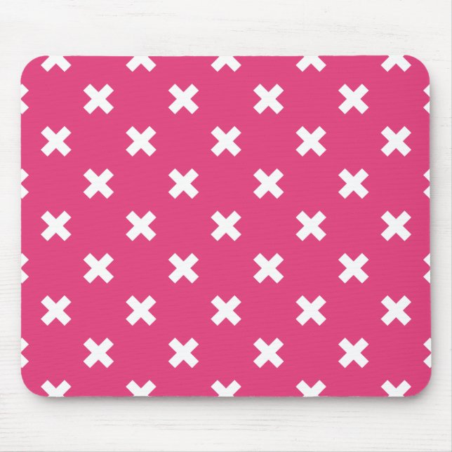 Vita kor stygn på fuchsia musmatta (Framsidan)