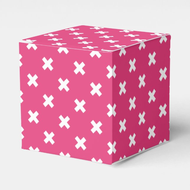 Vita kor stygn på fuchsia presentaskar (Framsidan Sidan)