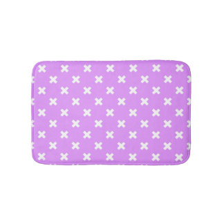 Vita kor stygn på lilac badrumsmatta