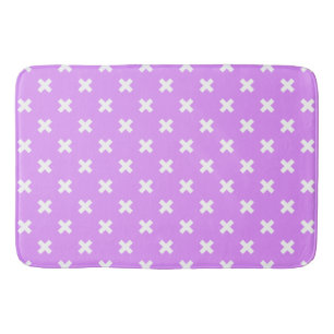 Vita kor stygn på lilac badrumsmatta