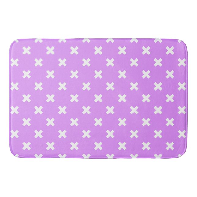 Vita kor stygn på lilac badrumsmatta (Framsidan)