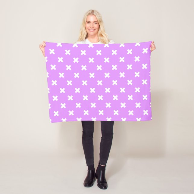Vita kor stygn på lilac fleecefilt (På plats)