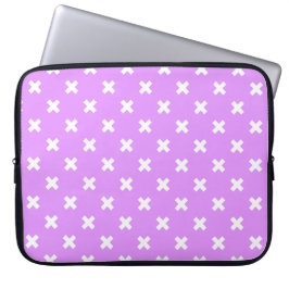 Vita kor stygn på lilac laptop fodral