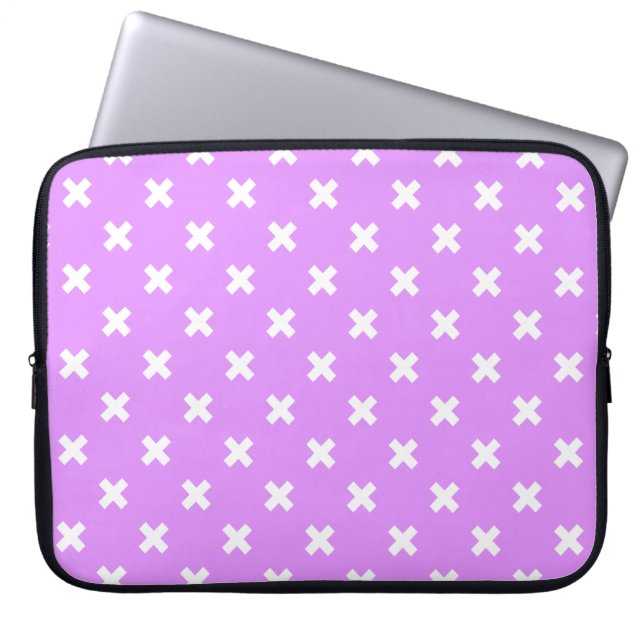 Vita kor stygn på lilac laptop fodral (Framsidan)