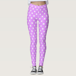Vita kor stygn på lilac leggings