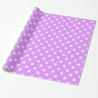 Vita kor stygn på lilac presentpapper