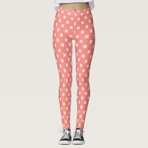 Vita kor stygn på persikor leggings