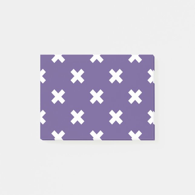 Vita kor stygn på ultraviolett post-it block (Framsida)