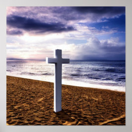 Vita Kor vid Beach-Poster Poster